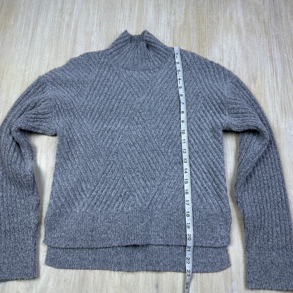 Lulus Gray Meeting Friends Ribbed Mock Neck Knit Cozy Pullover Sweater Small - Picture 8 of 14